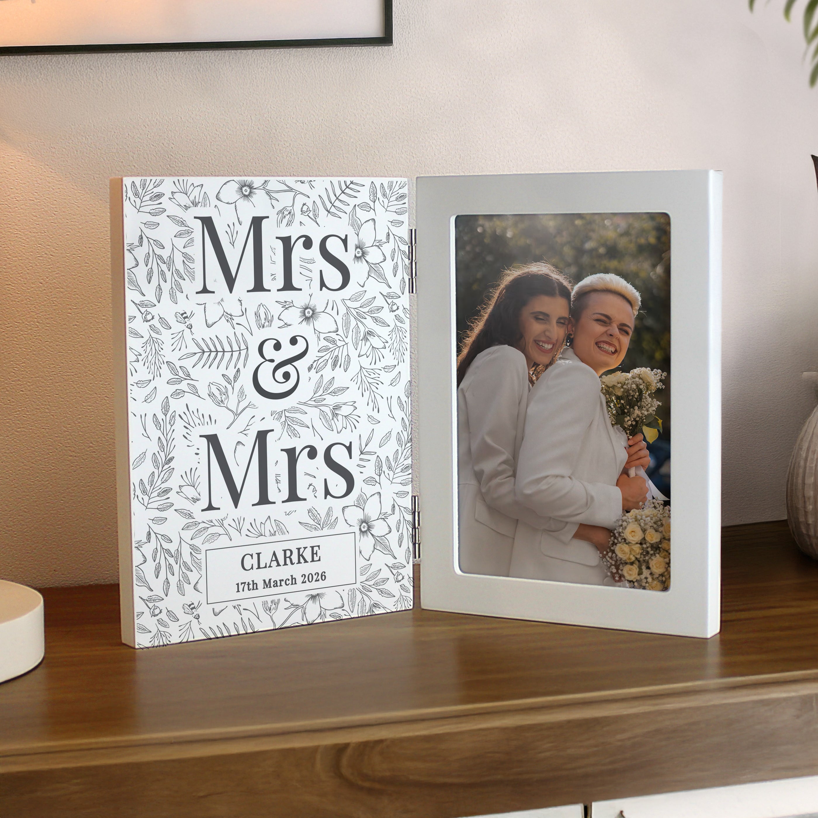 Photo Frames, Albums and Guestbooks Personalised Wedding Wooden Hinged 6x4 Photo Frame