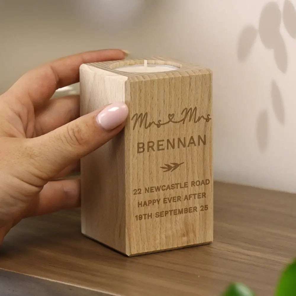 Candles & Reed Diffusers Personalised Wedding Wooden Tealight Holder