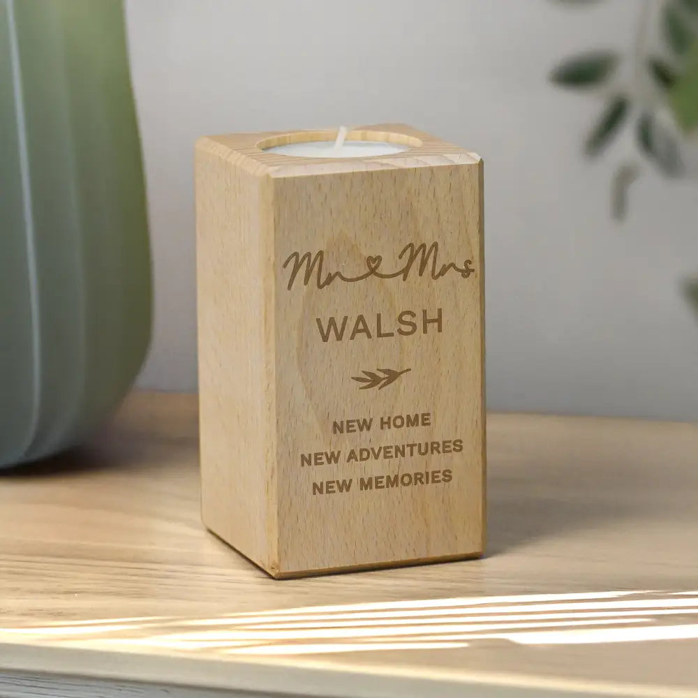 Candles & Reed Diffusers Personalised Wedding Wooden Tealight Holder