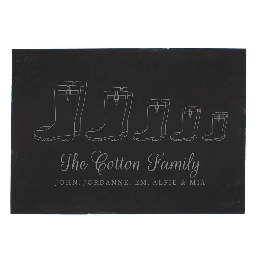 Slate Personalised Welly Boot Family of Five Slate