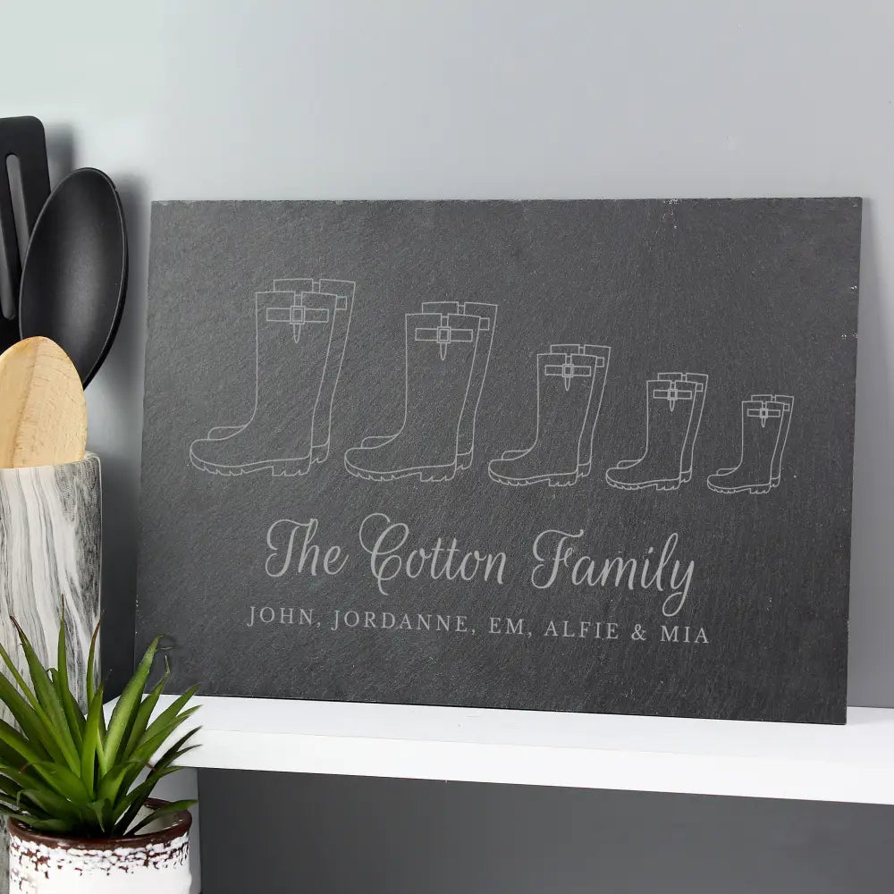 Slate Personalised Welly Boot Family of Five Slate