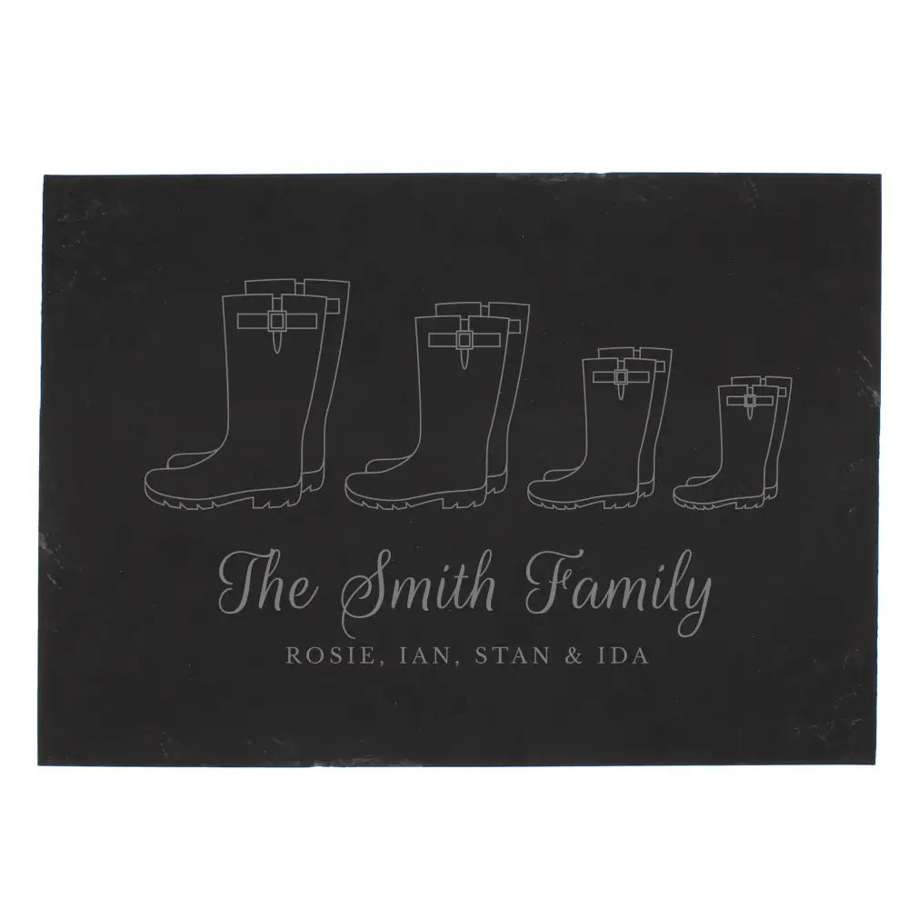 Slate Personalised Welly Boot Family of Four Slate
