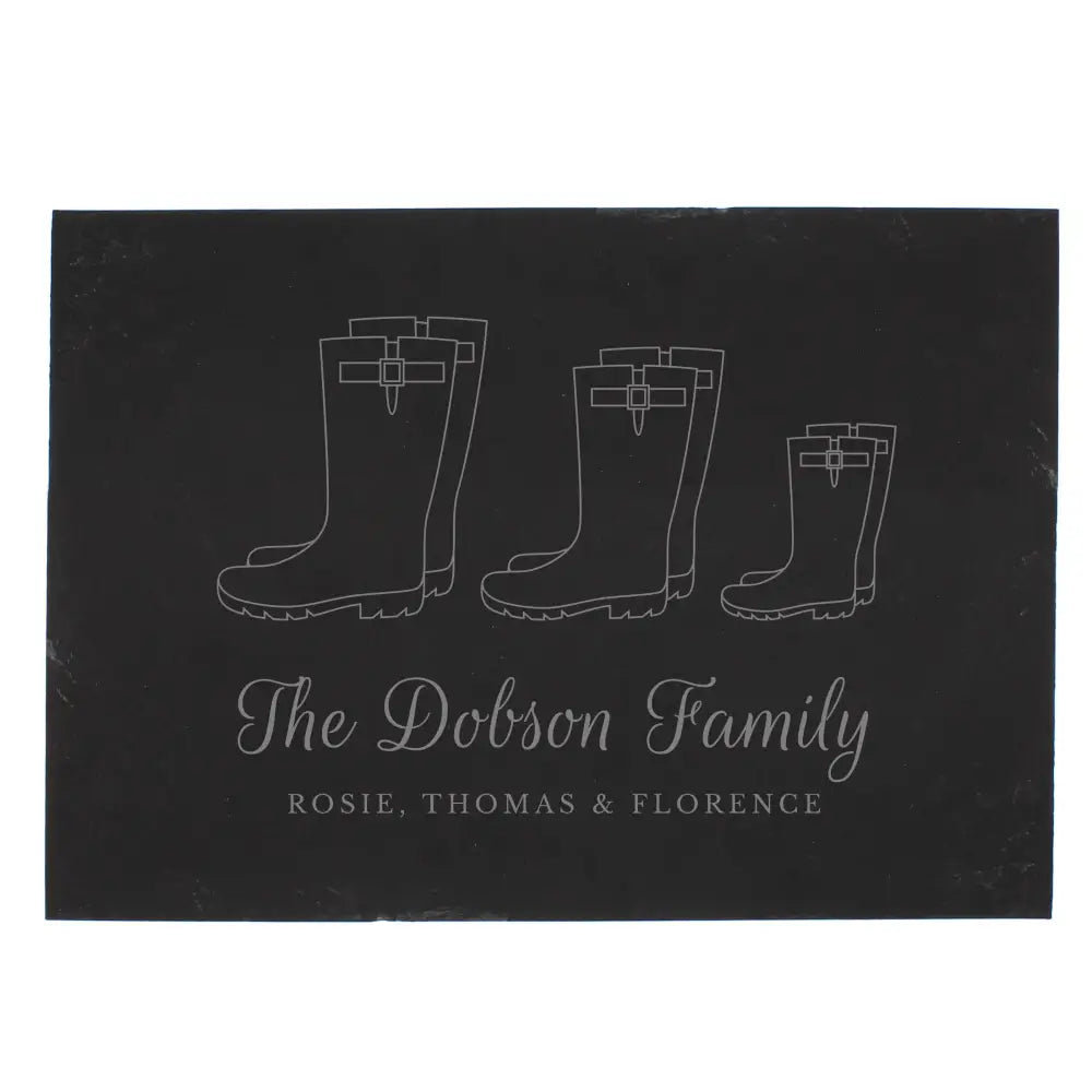 Slate Personalised Welly Boot Family of Three Slate