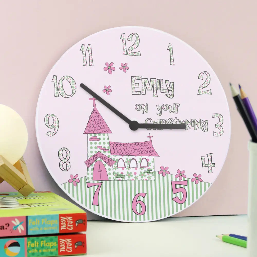 Clocks & Watches Personalised Whimsical Church Christening Clock
