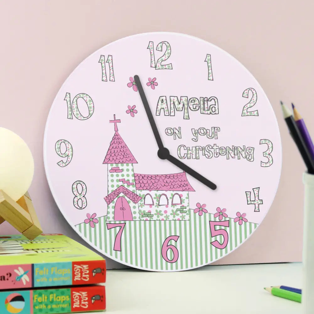 Clocks & Watches Personalised Whimsical Church Christening Clock