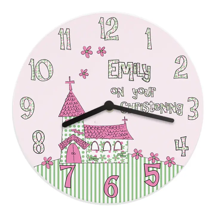 Clocks & Watches Personalised Whimsical Church Christening Clock