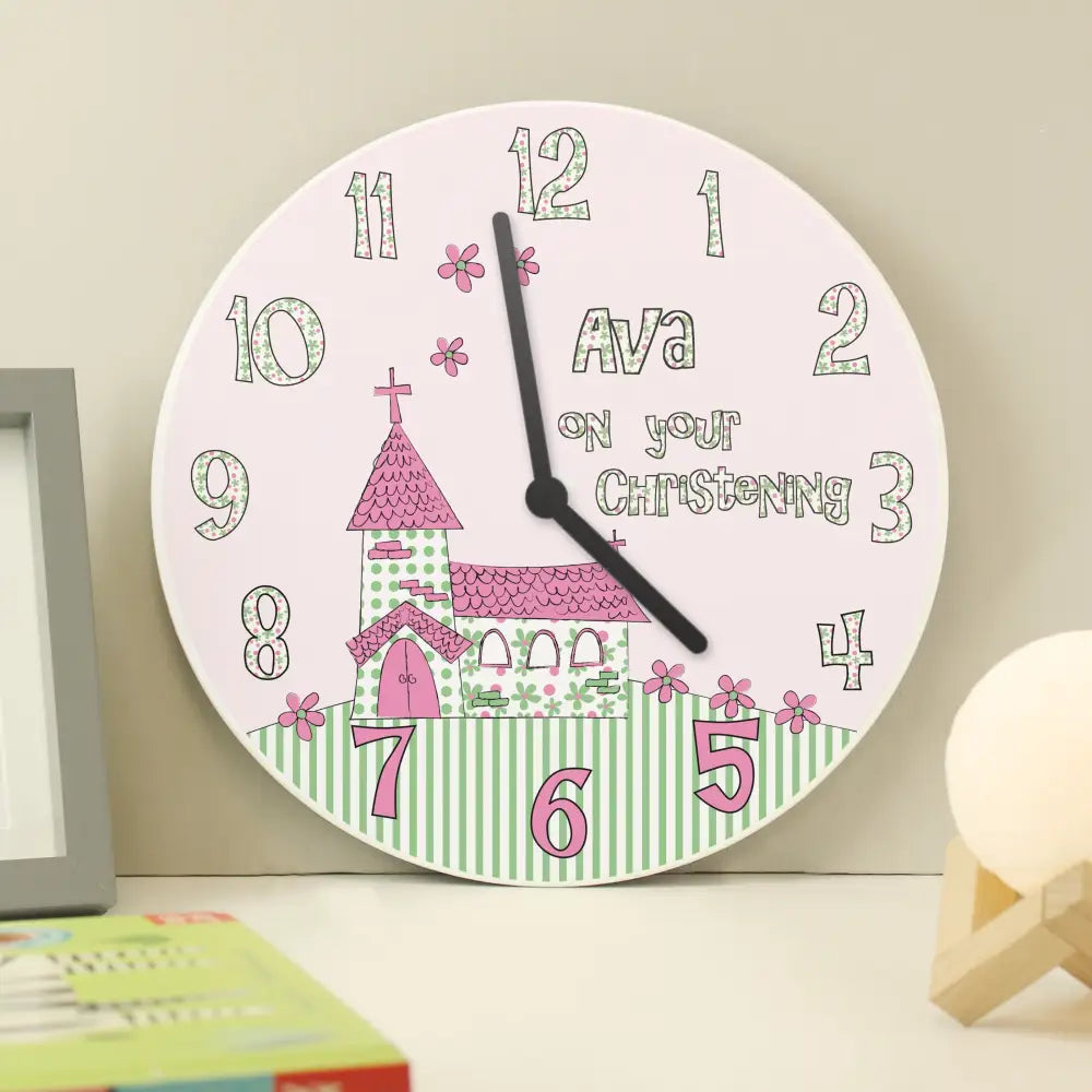 Clocks & Watches Personalised Whimsical Church Christening Clock