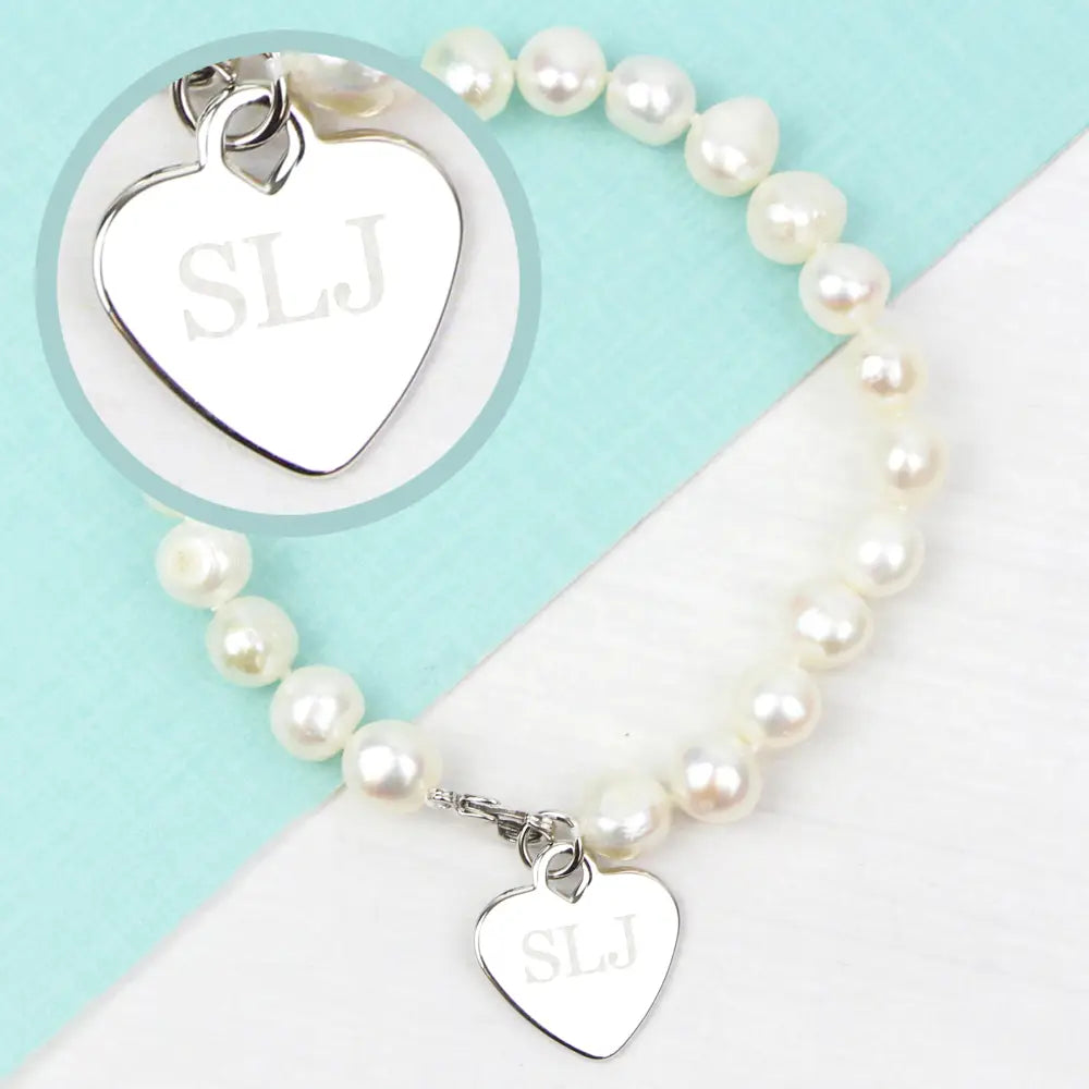 Jewellery Personalised White Freshwater Pearl Initial Bracelet