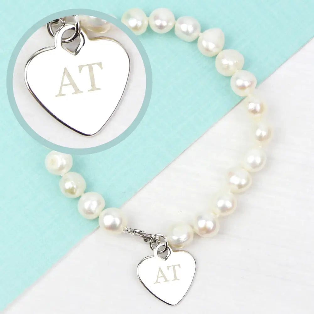 Jewellery Personalised White Freshwater Pearl Initial Bracelet
