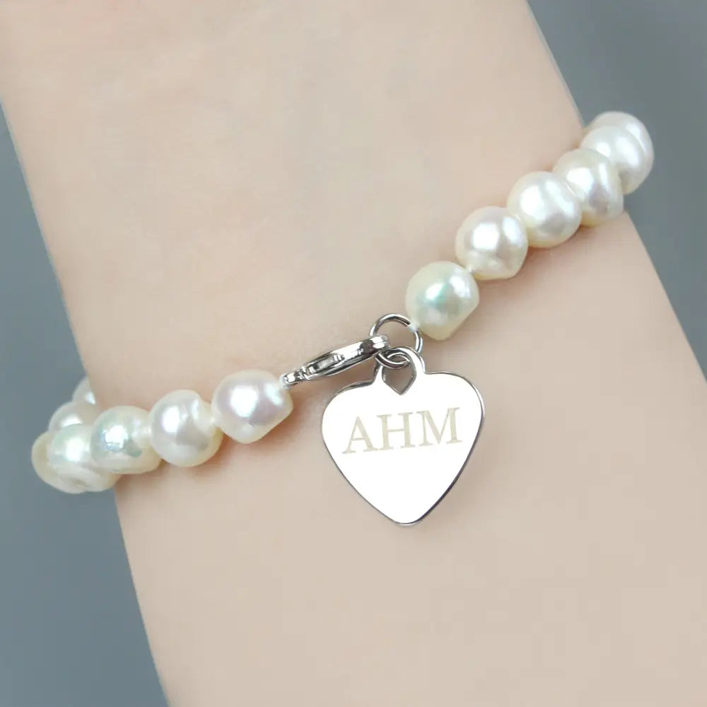 Jewellery Personalised White Freshwater Pearl Initial Bracelet