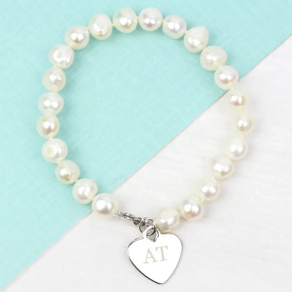Jewellery Personalised White Freshwater Pearl Initial Bracelet