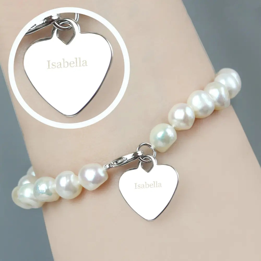 Jewellery Personalised White Freshwater Pearl Name Bracelet