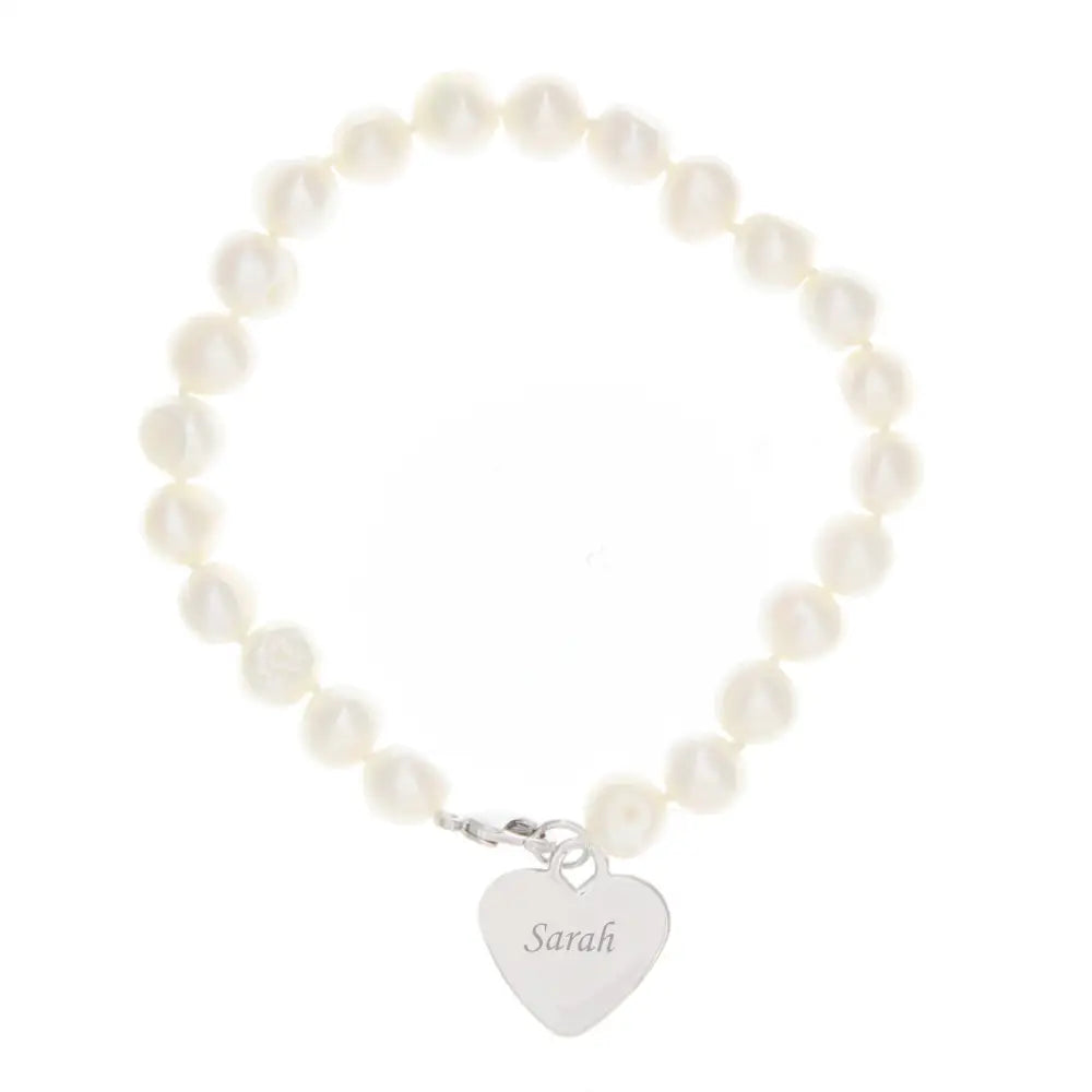 Jewellery Personalised White Freshwater Pearl Scripted Name Bracelet