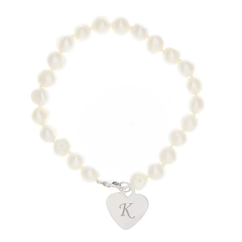 Jewellery Personalised White Freshwater Scripted Initial Pearl Bracelet