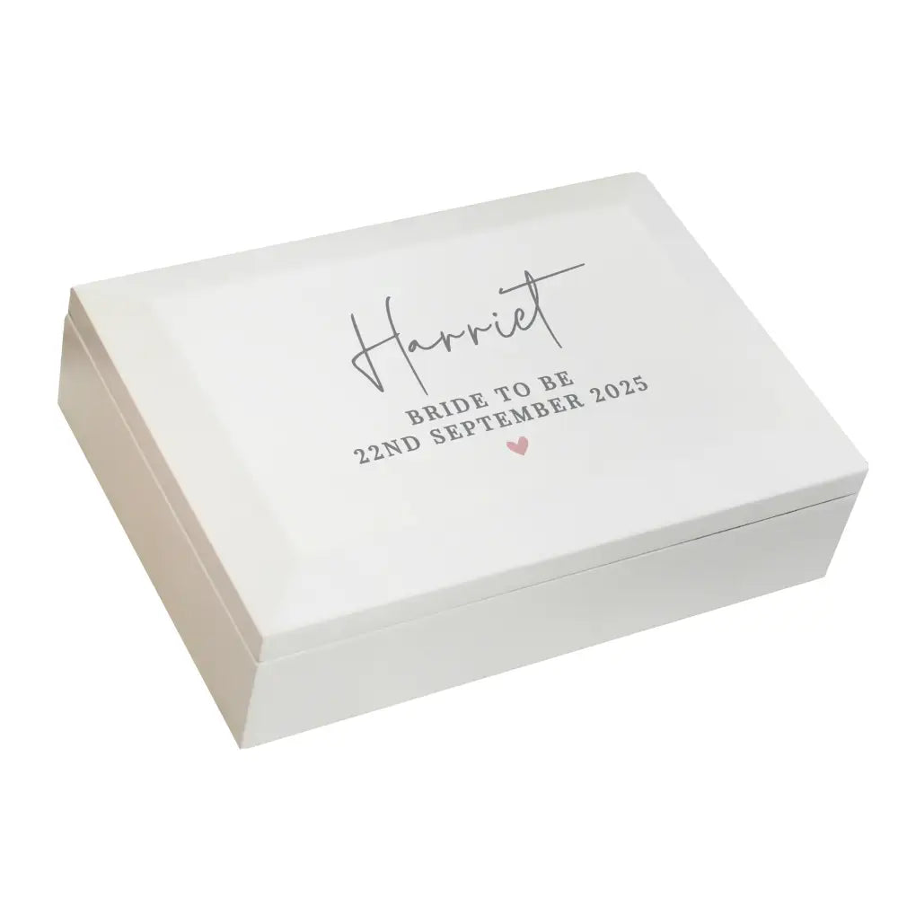 Trinket, Jewellery & Keepsake Boxes Personalised White Wooden Jewellery Box