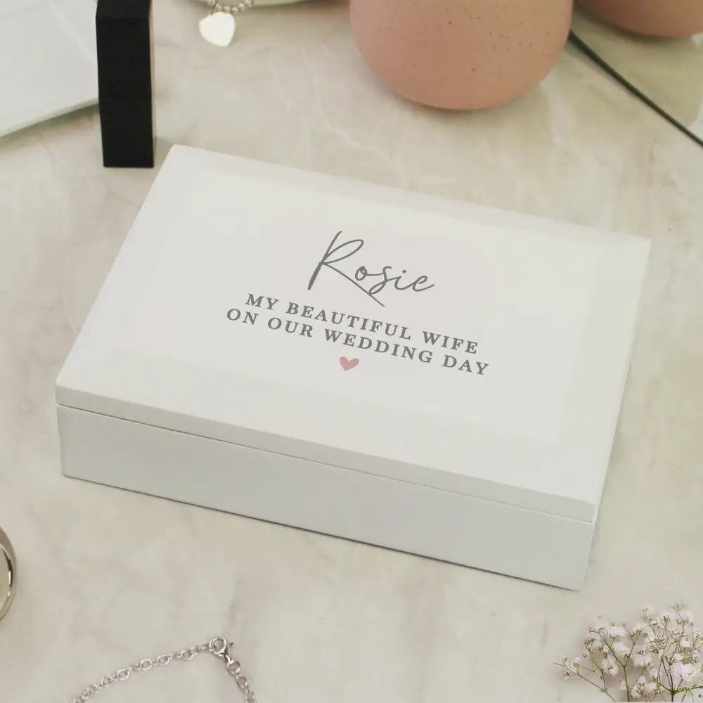 Trinket, Jewellery & Keepsake Boxes Personalised White Wooden Jewellery Box