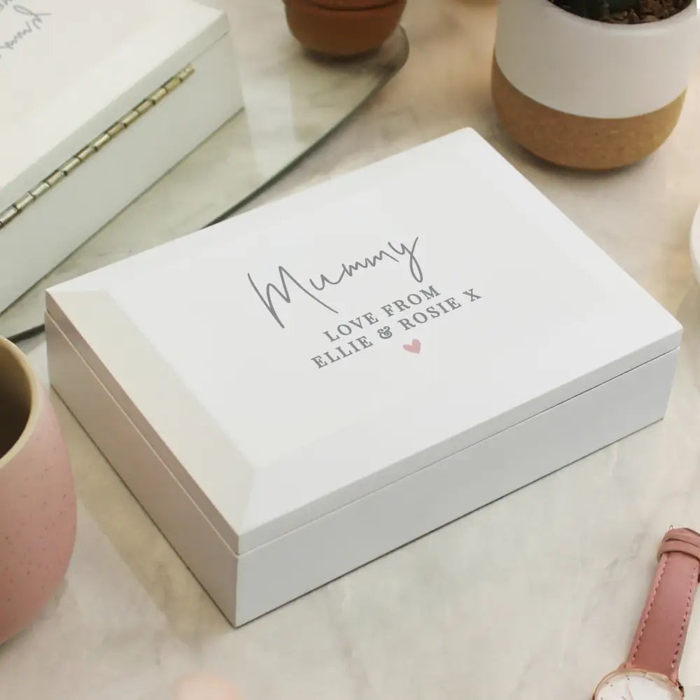 Trinket, Jewellery & Keepsake Boxes Personalised White Wooden Jewellery Box