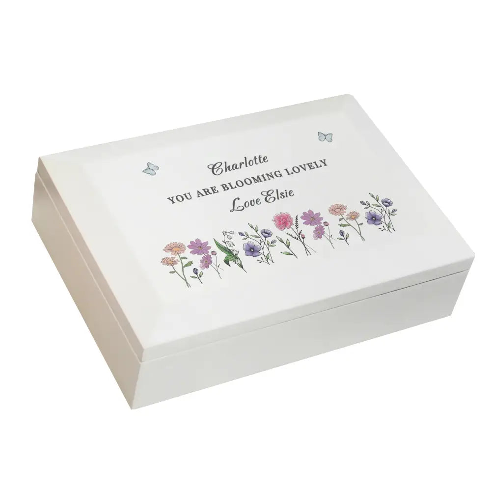 Trinket, Jewellery & Keepsake Boxes Personalised Wild Flowers Wooden Jewellery Box