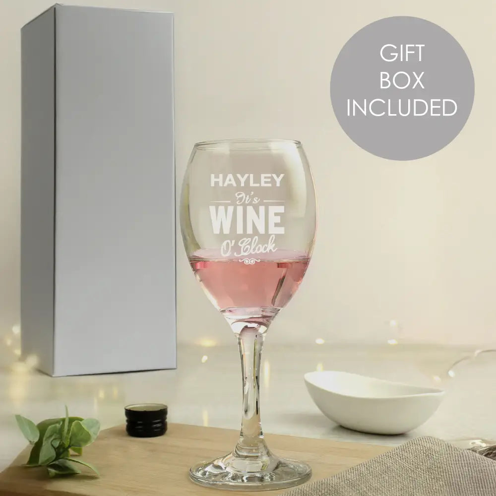 Glasses & Barware Personalised Wine O'Clock Engraved Wine Glass