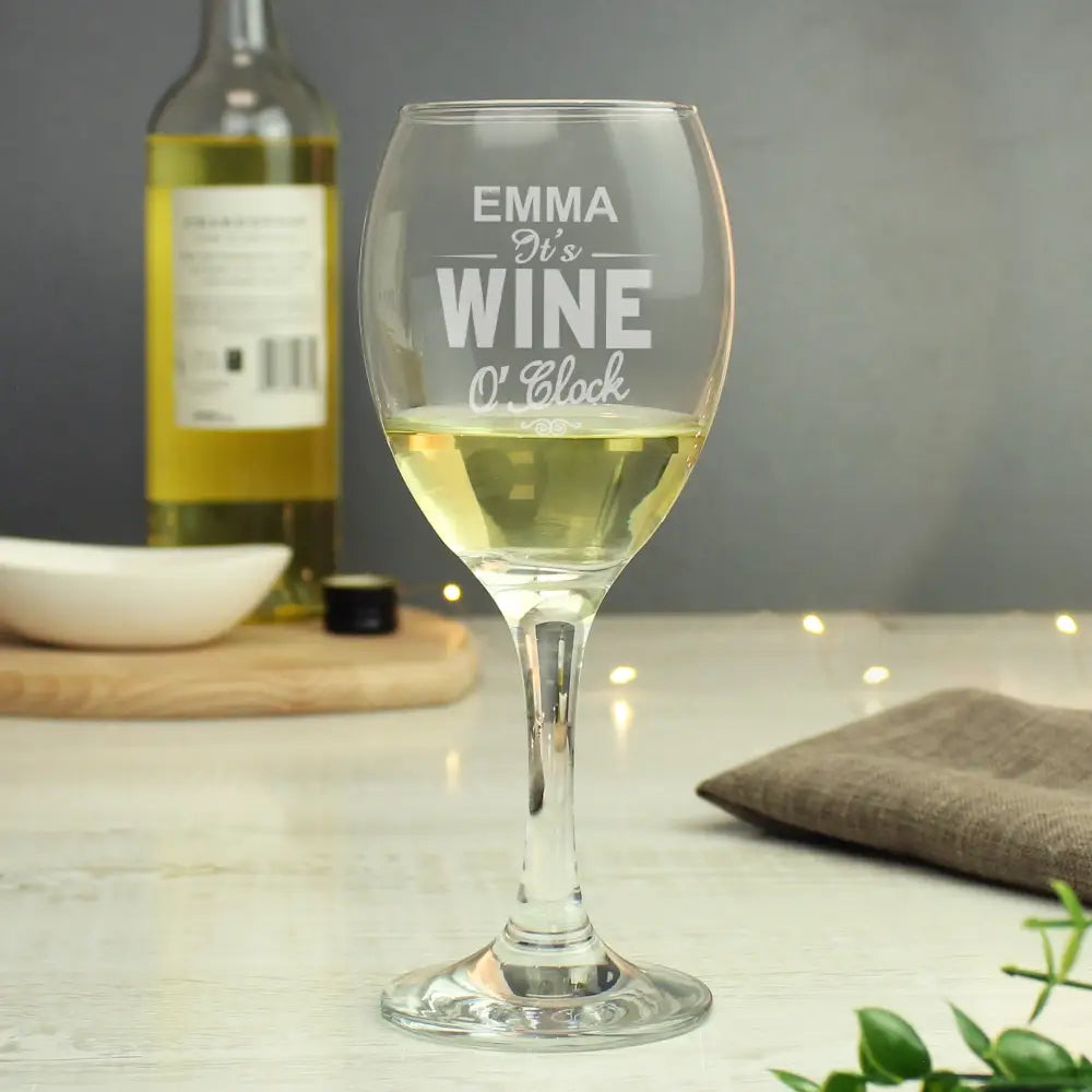 Glasses & Barware Personalised Wine O'Clock Engraved Wine Glass