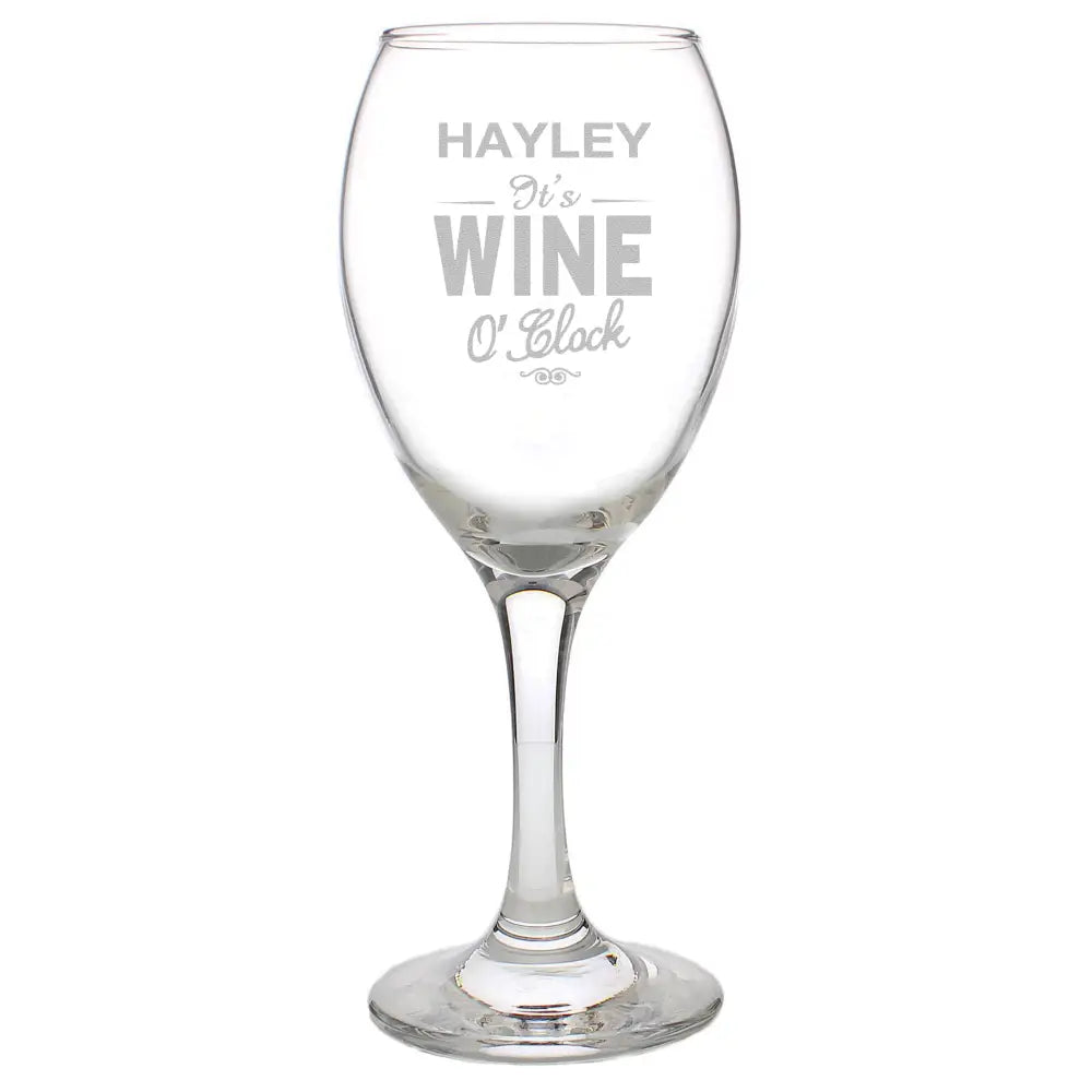 Glasses & Barware Personalised Wine O'Clock Engraved Wine Glass
