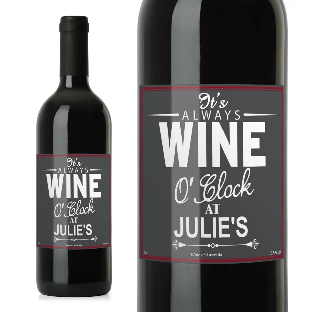 Alcohol Personalised Wine O'Clock Red Wine