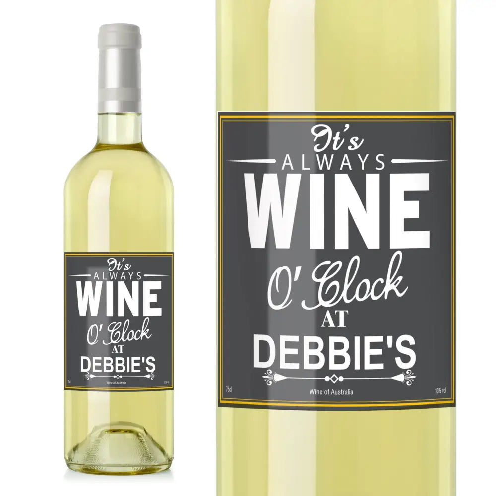 Alcohol Personalised Wine O'Clock White Wine