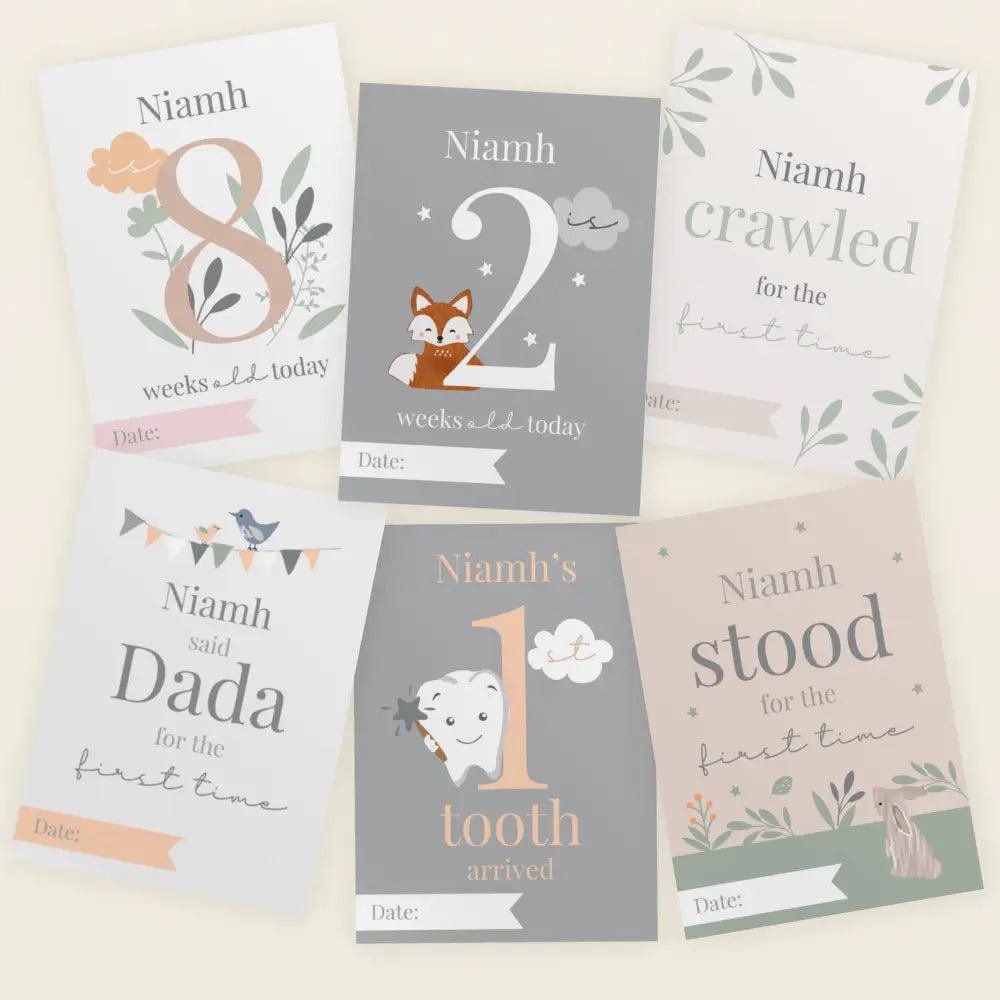 Greetings Cards Personalised Woodland Animals Baby Milestone Cards