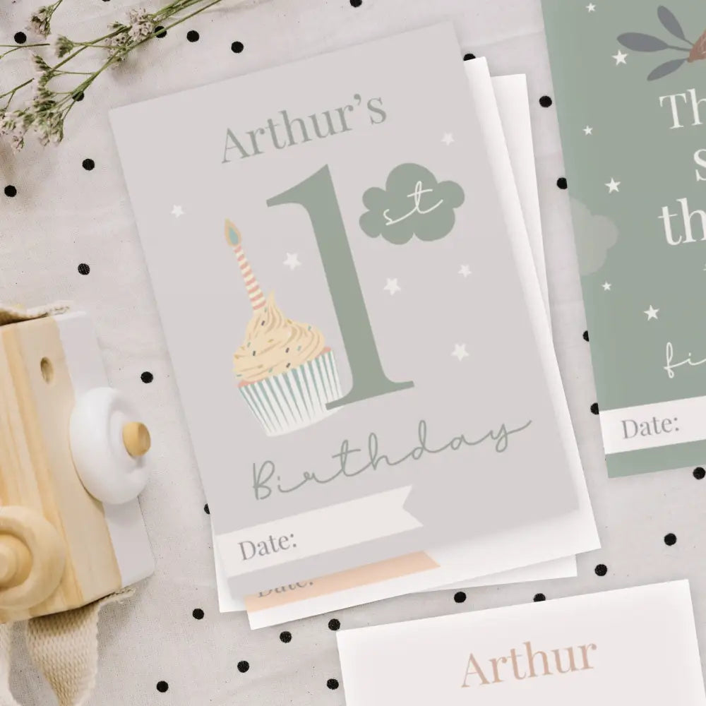 Greetings Cards Personalised Woodland Animals Baby Milestone Cards