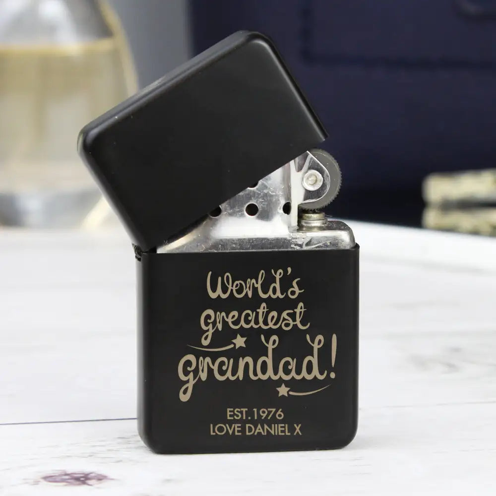 Keepsakes Personalised 'World's Greatest Grandad' Black Lighter