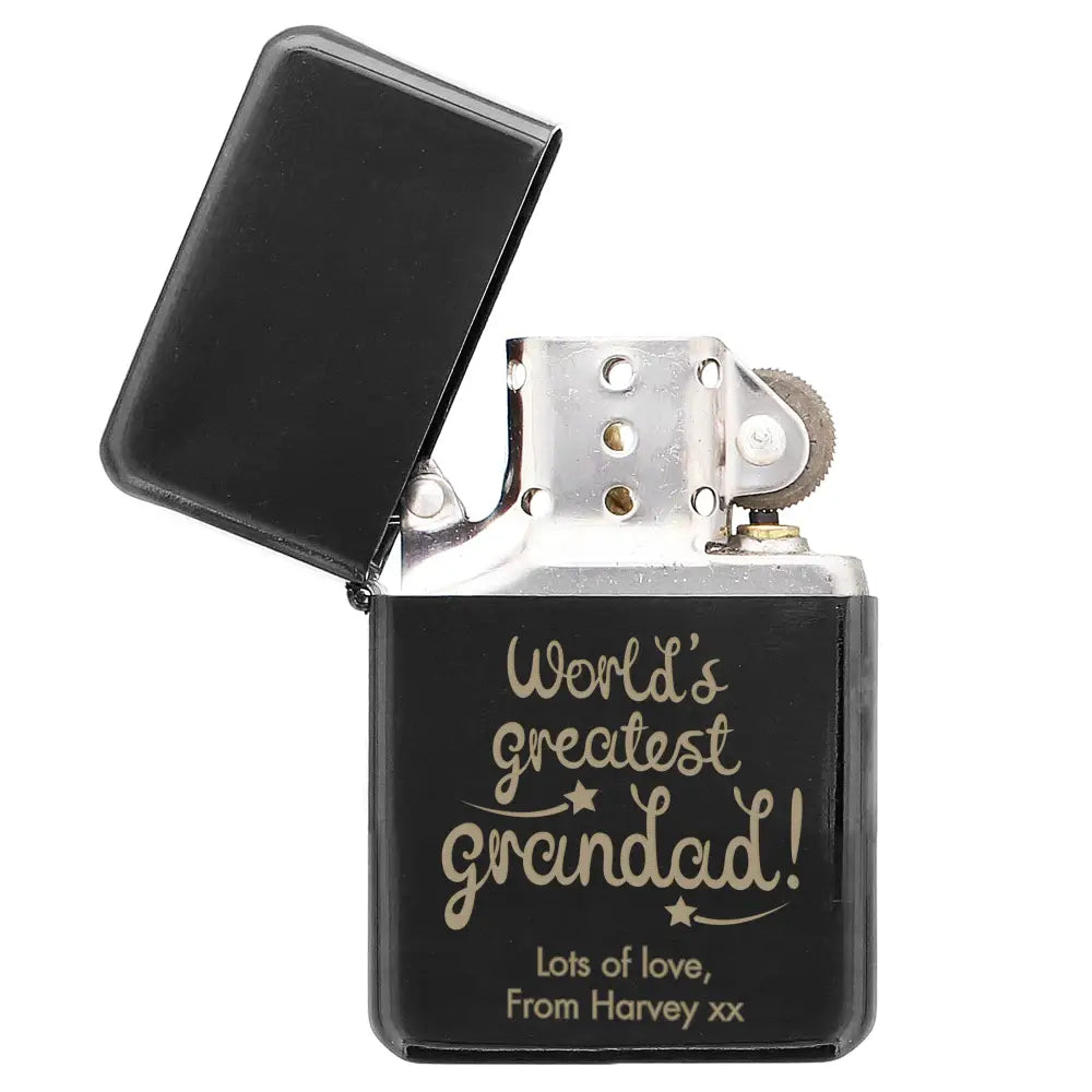 Keepsakes Personalised 'World's Greatest Grandad' Black Lighter