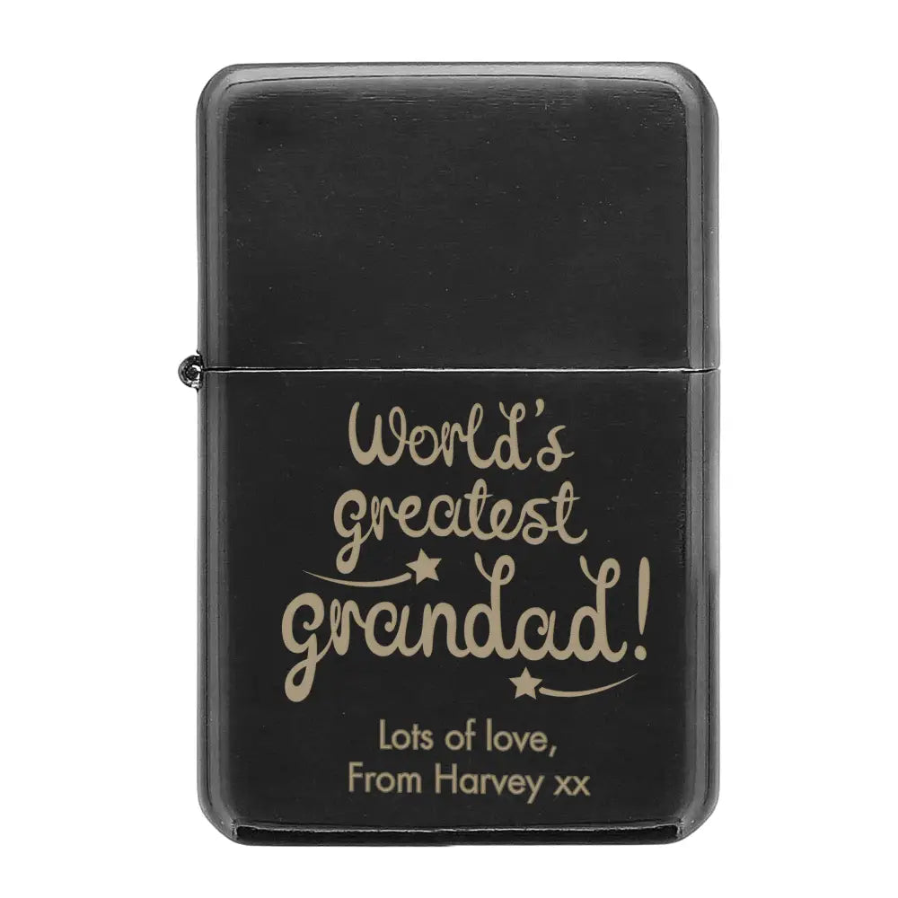 Keepsakes Personalised 'World's Greatest Grandad' Black Lighter