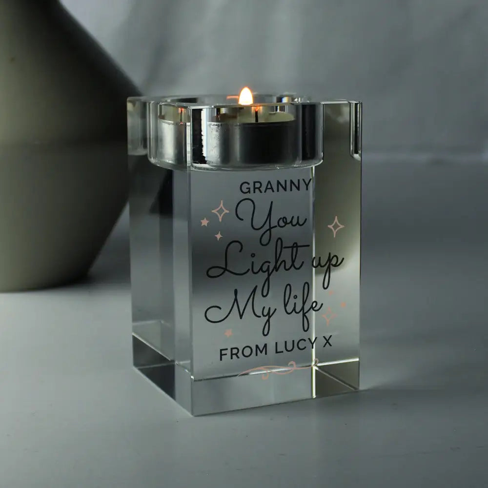 Candles & Reed Diffusers Personalised You Light Up My Life Glass Tea Light Holder