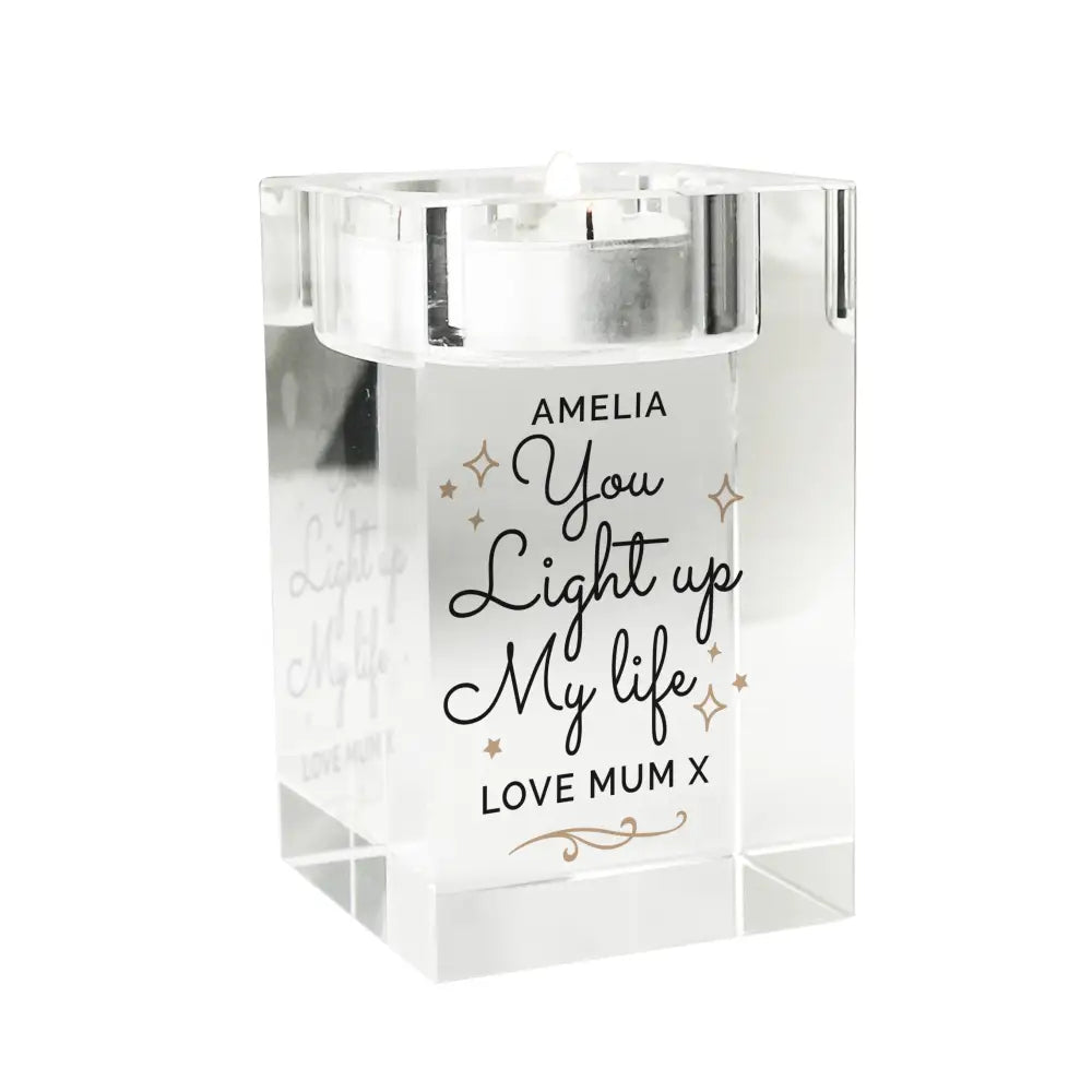 Candles & Reed Diffusers Personalised You Light Up My Life Glass Tea Light Holder