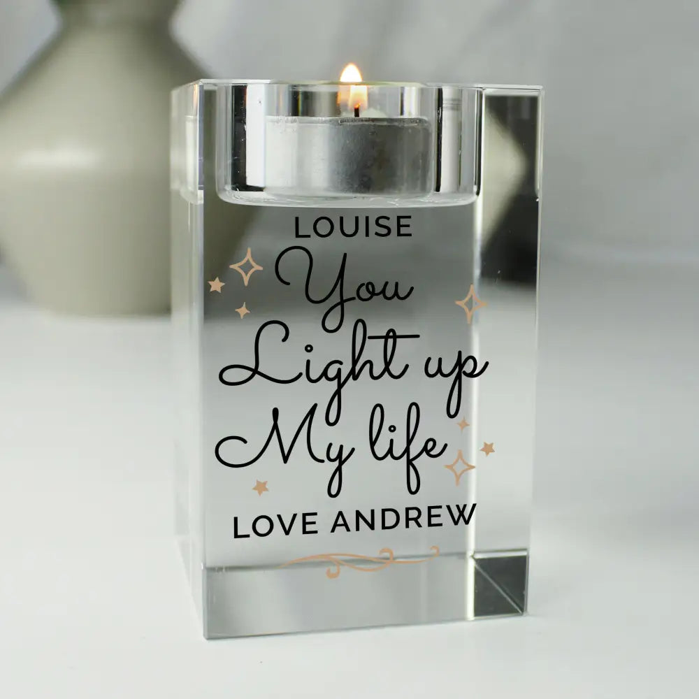 Candles & Reed Diffusers Personalised You Light Up My Life Glass Tea Light Holder