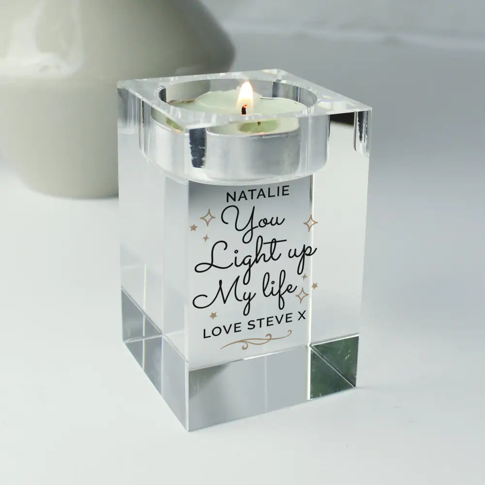 Candles & Reed Diffusers Personalised You Light Up My Life Glass Tea Light Holder