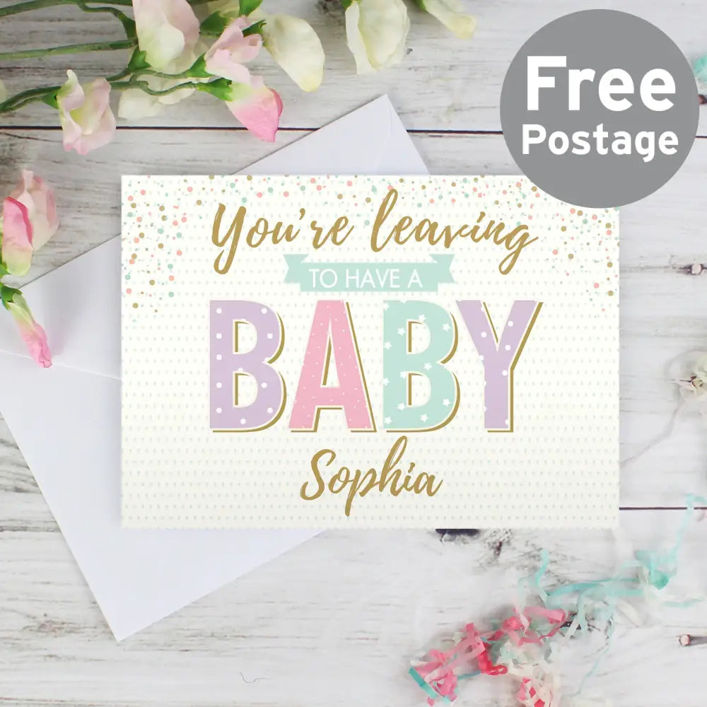 Greetings Cards Personalised 'You're Leaving to Have a Baby' Card