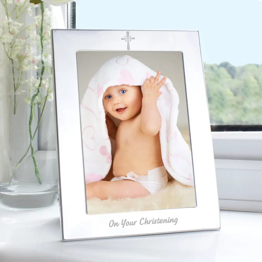 Photo Frames, Albums and Guestbooks Silver 5x7 Christening Photo Frame