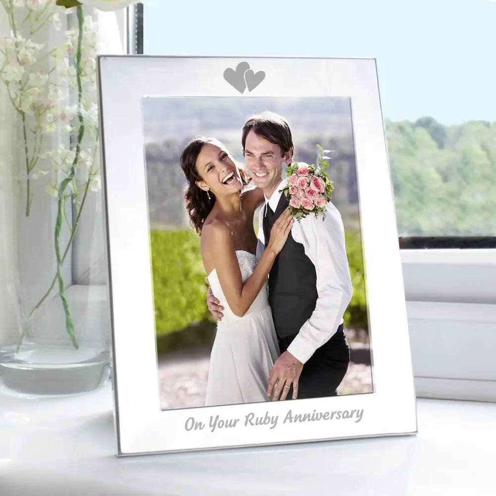 Photo Frames, Albums and Guestbooks Silver 5x7 Ruby Anniversary Photo Frame